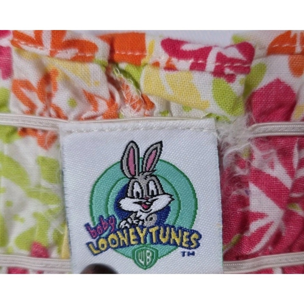 Vintage 90s Baby Looney Tunes Floral Sundress Girls 24M Tropical Summer Dress - Picture 2 of 6